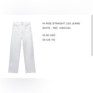 Zara high rise white jeans